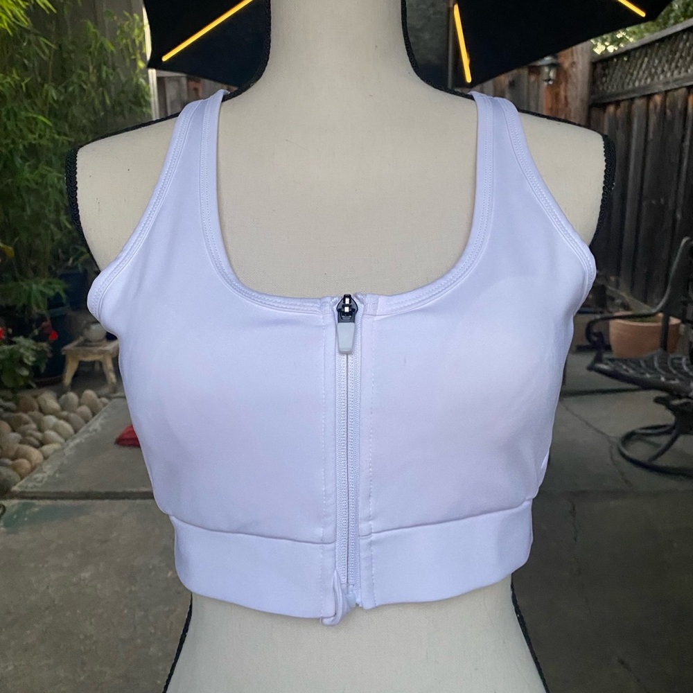 ADRIENNE VITTADINI White Zip-Up Sports Bra XL